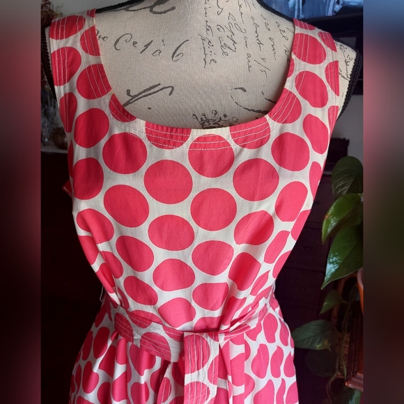 Banana Republic pink/ fushia Polka dot dress size 10 - Picture 2 of 11
